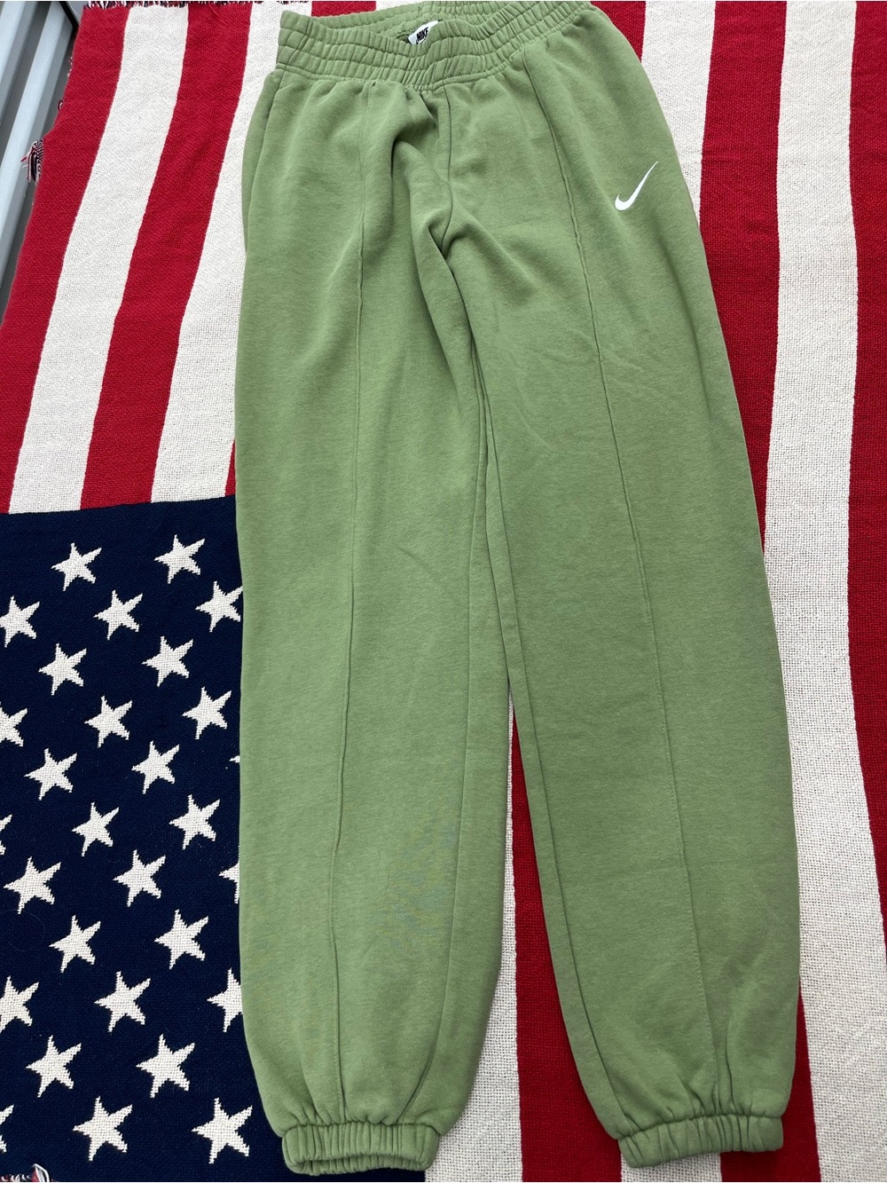 Nike Olive Green Fleece Joggers with White Swoosh Womens Size XS